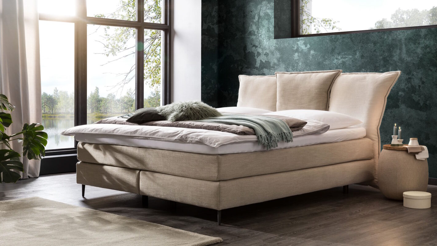Boxspringbetten Weingarten - modernes gepolstertes Boxspringbett mit Kopfteil