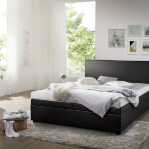 schwarzes Wasserbett mit Kopfteil